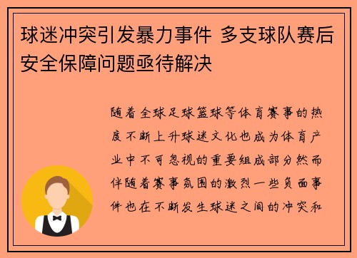 球迷冲突引发暴力事件 多支球队赛后安全保障问题亟待解决